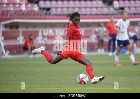 Tokio, Japan. August 2021. Kadeisha BUCHANAN (CAN) während der Olympischen Spiele Tokio 2020, Fußball-Frauen-Halbfinale zwischen den Vereinigten Staaten und Kanada am 2. August 2021 im Ibaraki Kashima Stadium in Kashima, Japan - Foto Kishimoto/DPPI Quelle: Independent Photo Agency/Alamy Live News Stockfoto