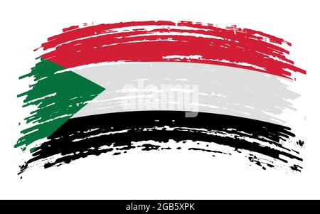 Sudan-Flagge in Grunge-Pinselstrich, Vektorbild Stock Vektor