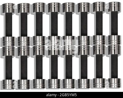 Kurzhanteln aus verchromtem Gewebe mit schwarzem Griff Stockfoto