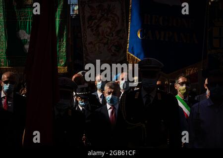 Bologna, ITALIEN. 2. August 2021. Gedenkfeier zum 41. Jahrestag der Bombardierung des Bahnhofs am 2. August 1980. Kredit: Massimiliano Donati/Alamy Live Nachrichten Stockfoto