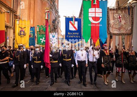 Bologna, ITALIEN. 2. August 2021. Gedenkfeier zum 41. Jahrestag der Bombardierung des Bahnhofs am 2. August 1980. Kredit: Massimiliano Donati/Alamy Live Nachrichten Stockfoto