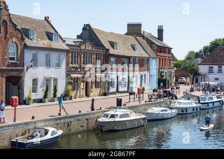 Die Quay und Fluss Great Ouse, St Ives, Cambridgeshire, England, Vereinigtes Königreich Stockfoto