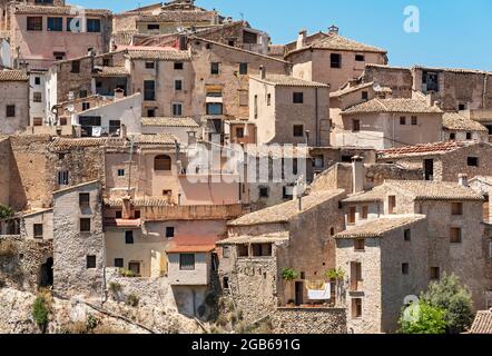 Häuser in der Altstadt von Bocairent, Spanien Stockfoto