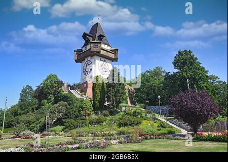 Grazer Uhrturm Uhrturm in Graz Steiermark Österreich Stockfoto