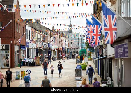 Chapel Street im Stadtzentrum von Chorley Lancashire Stockfoto