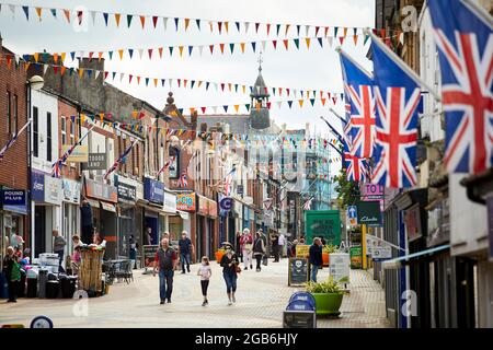 Chapel Street im Stadtzentrum von Chorley Lancashire Stockfoto