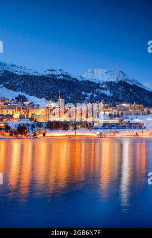 Geographie / Reisen, Schweiz, St. Maurice und St. Moritzersee, Graubünden, KEINE-EXKLUSIVE-VERWENDUNG FÜR FALTKARTEN-GRUSSKARTEN-POSTKARTEN-NUTZUNG Stockfoto