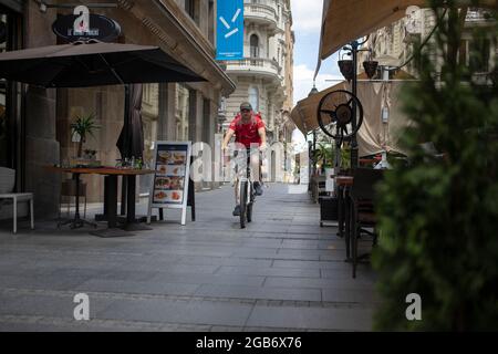 Serbien, 3. Juli 2021: Blick auf die Fußgängerzone Zmaj Jovina Straße in Belgrad Stockfoto