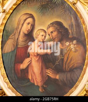 WIEN, AUSTIRA - 24. JUNI 2021: Das Gemälde der Heiligen Familie aus der Wiener Gertrudkirche. Stockfoto