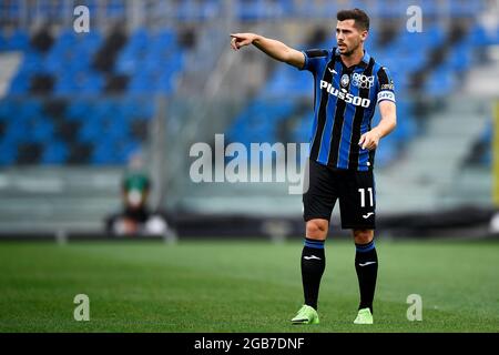 Bergamo, Italien. 31. Juli 2021. Remo Freuler von Atalanta BC Gesten während der Vorsaison Freundschaftsspiel zwischen Atalanta BC und Pordenone Calcio. Atalanta BC gewann 2-1 gegen Pordenone Calcio. Kredit: Nicolò Campo/Alamy Live Nachrichten Stockfoto