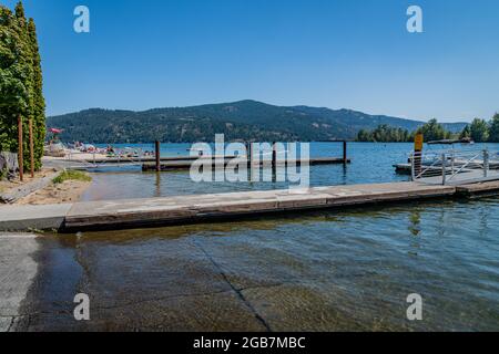 City Beach Am Lake Pend Oreille. Sandpoint, Idaho. Stockfoto