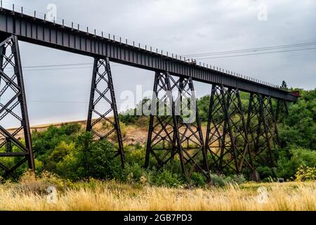 Verlassene Eisenbahnstrecke. Tekoa, Washington. Stockfoto