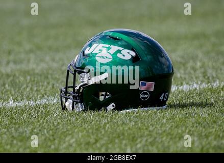 2. August 2021, Florham Park, New Jersey, USA: New York Jets NFL Übungstraining im Atlantic Health Jets Training Center, Florham Park, New Jersey. Duncan Williams/CSM Stockfoto