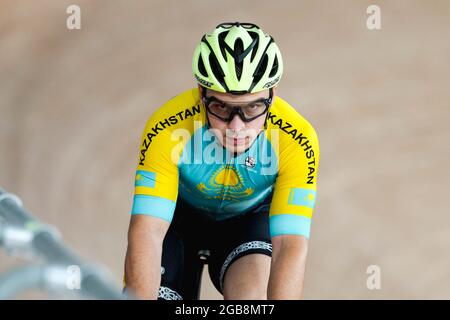 Shizuoka, Japan. August 2021. Sergey Ponomaryov (KAZ) Radfahren : Offizielles Training während der Olympischen Spiele 2020 in Tokio auf dem Izu Velodrome in Shizuoka, Japan . Quelle: Shutaro Mochizuki/AFLO/Alamy Live News Stockfoto