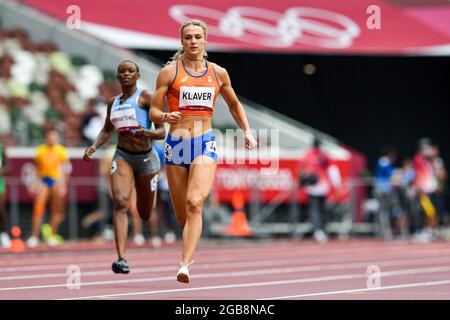 TOKIO, JAPAN - 3. AUGUST: Lieke Klaver aus den Niederlanden tritt am 3. August 2021 im Olympiastadion in Tokio, Japan, bei der 400-Meter-Runde 1 der Frauen während der Olympischen Spiele in Tokio 2020 an (Foto: Andy Astfalck/Orange Picics) NOCNSF ATLETIEKUNIE Credit: Orange Pics BV/Alamy Live News Stockfoto