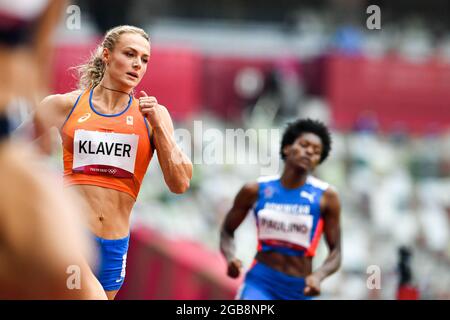 TOKIO, JAPAN - 3. AUGUST: Lieke Klaver aus den Niederlanden tritt am 3. August 2021 im Olympiastadion in Tokio, Japan, bei der 400-Meter-Runde 1 der Frauen während der Olympischen Spiele in Tokio 2020 an (Foto: Andy Astfalck/Orange Picics) NOCNSF ATLETIEKUNIE Credit: Orange Pics BV/Alamy Live News Stockfoto