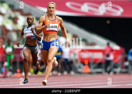 TOKIO, JAPAN - 3. AUGUST: Lieke Klaver aus den Niederlanden tritt am 3. August 2021 im Olympiastadion in Tokio, Japan, bei der 400-Meter-Runde 1 der Frauen während der Olympischen Spiele in Tokio 2020 an (Foto: Andy Astfalck/Orange Picics) NOCNSF ATLETIEKUNIE Credit: Orange Pics BV/Alamy Live News Stockfoto