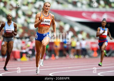 TOKIO, JAPAN - 3. AUGUST: Lieke Klaver aus den Niederlanden tritt am 3. August 2021 im Olympiastadion in Tokio, Japan, bei der 400-Meter-Runde 1 der Frauen während der Olympischen Spiele in Tokio 2020 an (Foto: Andy Astfalck/Orange Picics) NOCNSF ATLETIEKUNIE Credit: Orange Pics BV/Alamy Live News Stockfoto