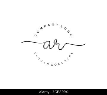 AR feminine Logo Schönheit Monogramm und elegantes Logo-Design, Handschrift Logo der ursprünglichen Signatur, Hochzeit, Mode, Blumen und botanischen mit kreativen Stock Vektor