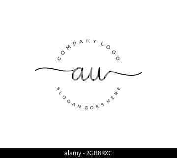 AU feminine Logo Schönheit Monogramm und elegantes Logo-Design, Handschrift Logo der ursprünglichen Signatur, Hochzeit, Mode, Blumen und botanischen mit kreativen Stock Vektor