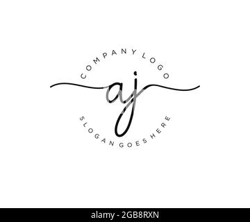 AJ feminine Logo Schönheit Monogramm und elegantes Logo-Design, Handschrift Logo der ursprünglichen Signatur, Hochzeit, Mode, Blumen und botanischen mit kreativen Stock Vektor