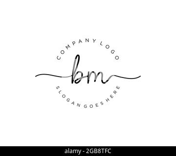 BM feminine Logo Schönheit Monogramm und eleganten Logo-Design, Handschrift Logo der ursprünglichen Signatur, Hochzeit, Mode, floral und botanisch mit kreativen Stock Vektor