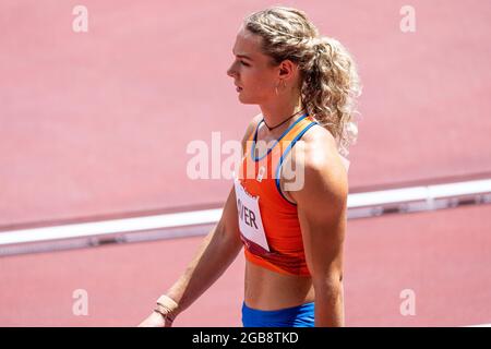 TOKIO, JAPAN - 3. AUGUST: Lieke Klaver aus den Niederlanden tritt während der Olympischen Spiele 2020 in Tokio am 3. August 2021 im Olympiastadion der Frauen in der 400-m-Runde 1 an (Foto: Ronald Hoogendoorn/Orange Picics) NOCNSF ATLETIEKUNIE Credit: Orange Pics BV/Alamy Live News Stockfoto