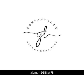 GT feminine Logo Schönheit Monogramm und elegantes Logo-Design, Handschrift Logo der ursprünglichen Signatur, Hochzeit, Mode, Blumen und botanischen mit kreativen Stock Vektor