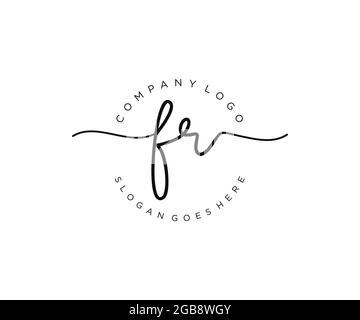 FR feminine Logo Schönheit Monogramm und elegantes Logo-Design, Handschrift Logo der ursprünglichen Signatur, Hochzeit, Mode, Blumen und botanischen mit kreativen Stock Vektor