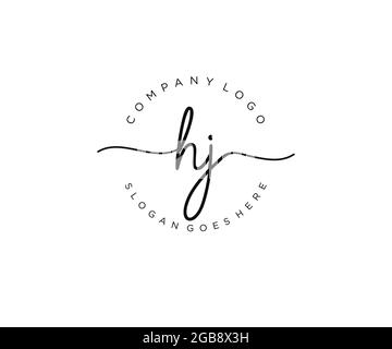 HJ feminine Logo Schönheit Monogramm und elegantes Logo-Design, Handschrift Logo der ursprünglichen Signatur, Hochzeit, Mode, Blumen und botanischen mit kreativen Stock Vektor