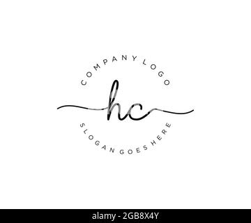 HC feminine Logo Schönheit Monogramm und elegantes Logo-Design, Handschrift Logo der ursprünglichen Signatur, Hochzeit, Mode, Blumen und botanischen mit kreativen Stock Vektor