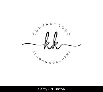 KK feminine Logo Schönheit Monogramm und elegantes Logo-Design, Handschrift Logo der ursprünglichen Signatur, Hochzeit, Mode, floral und botanisch mit kreativen Stock Vektor