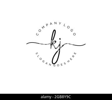 KJ feminine Logo Schönheit Monogramm und elegantes Logo-Design, Handschrift Logo der ursprünglichen Signatur, Hochzeit, Mode, Blumen und botanischen mit kreativen Stock Vektor