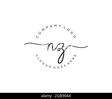 NZ feminine Logo Schönheit Monogramm und elegantes Logo-Design, Handschrift Logo der ursprünglichen Signatur, Hochzeit, Mode, Blumen und botanischen mit kreativen Stock Vektor