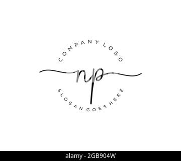 NP feminine Logo Schönheit Monogramm und elegantes Logo-Design, Handschrift Logo der ursprünglichen Signatur, Hochzeit, Mode, Blumen und botanischen mit kreativen Stock Vektor