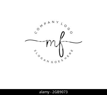 MF feminine Logo Schönheit Monogramm und eleganten Logo-Design, Handschrift Logo der ursprünglichen Signatur, Hochzeit, Mode, Blumen und botanischen mit kreativen Stock Vektor