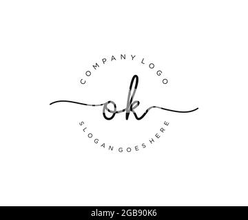 OK feminine Logo Schönheit Monogramm und eleganten Logo-Design, Handschrift Logo der ursprünglichen Signatur, Hochzeit, Mode, floral und botanisch mit kreativen Stock Vektor