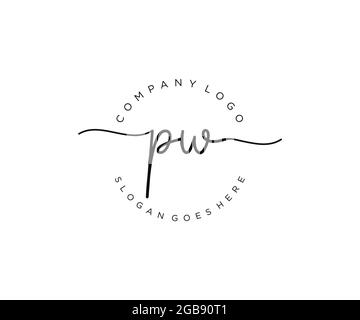 PW feminine Logo Schönheit Monogramm und elegantes Logo-Design, Handschrift Logo der ursprünglichen Signatur, Hochzeit, Mode, Blumen und botanischen mit kreativen Stock Vektor