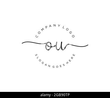 OU feminine Logo Schönheit Monogramm und elegantes Logo-Design, Handschrift Logo der ursprünglichen Signatur, Hochzeit, Mode, Blumen und botanischen mit kreativen Stock Vektor