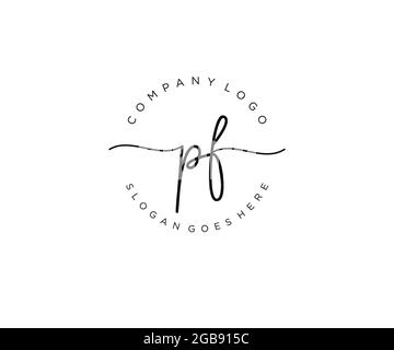 PF feminine Logo Schönheit Monogramm und elegantes Logo-Design, Handschrift Logo der ursprünglichen Signatur, Hochzeit, Mode, Blumen und botanischen mit kreativen Stock Vektor