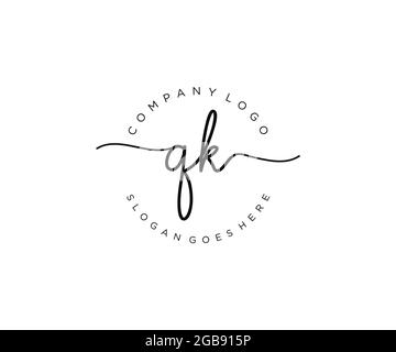 QK feminine Logo Schönheit Monogramm und elegantes Logo-Design, Handschrift Logo der ursprünglichen Signatur, Hochzeit, Mode, Blumen und botanischen mit kreativen Stock Vektor