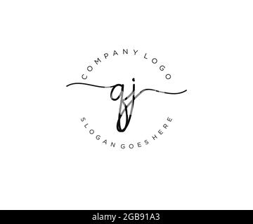 QJ feminine Logo Schönheit Monogramm und elegantes Logo-Design, Handschrift Logo der ursprünglichen Signatur, Hochzeit, Mode, Blumen und botanischen mit kreativen Stock Vektor