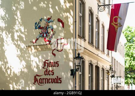 Wandbild mit Narr, Haus des Karnevals, Düsseldorf, Nordrhein-Westfalen, Deutschland Stockfoto