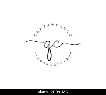 QC feminine Logo Schönheit Monogramm und elegantes Logo-Design, Handschrift Logo der ursprünglichen Signatur, Hochzeit, Mode, Blumen und botanischen mit kreativen Stock Vektor