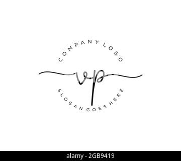 VP feminine Logo Schönheit Monogramm und elegantes Logo-Design, Handschrift Logo der ursprünglichen Signatur, Hochzeit, Mode, Blumen und botanischen mit kreativen Stock Vektor