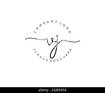 VJ feminine Logo Schönheit Monogramm und elegantes Logo-Design, Handschrift Logo der ursprünglichen Signatur, Hochzeit, Mode, Blumen und botanischen mit kreativen Stock Vektor