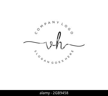 VH feminine Logo Schönheit Monogramm und elegantes Logo-Design, Handschrift Logo der ursprünglichen Signatur, Hochzeit, Mode, floral und botanisch mit kreativen Stock Vektor