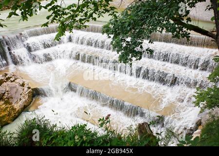 Lechfall, Fluss Lech, Wasserfall, Füssen, Ostallgäu, Allgäu, Schwaben, Bayern, Deutschland Stockfoto