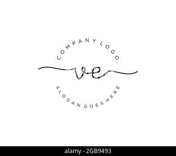 VE feminine Logo Schönheit Monogramm und elegantes Logo-Design, Handschrift Logo der ursprünglichen Signatur, Hochzeit, Mode, Blumen und botanischen mit kreativen Stock Vektor