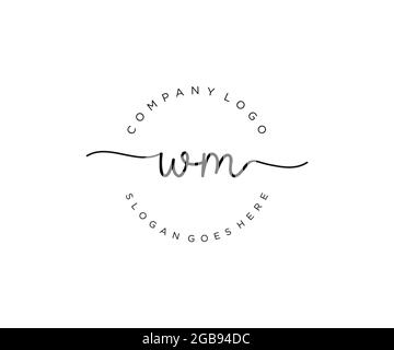 WM feminine Logo Schönheit Monogramm und elegantes Logo-Design, Handschrift Logo der ursprünglichen Signatur, Hochzeit, Mode, Blumen und botanischen mit kreativen Stock Vektor